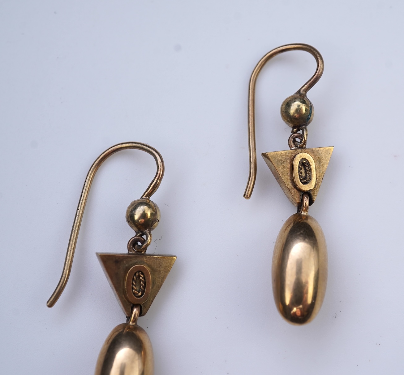 A pair of Victorian gold earrings, mid 19th century